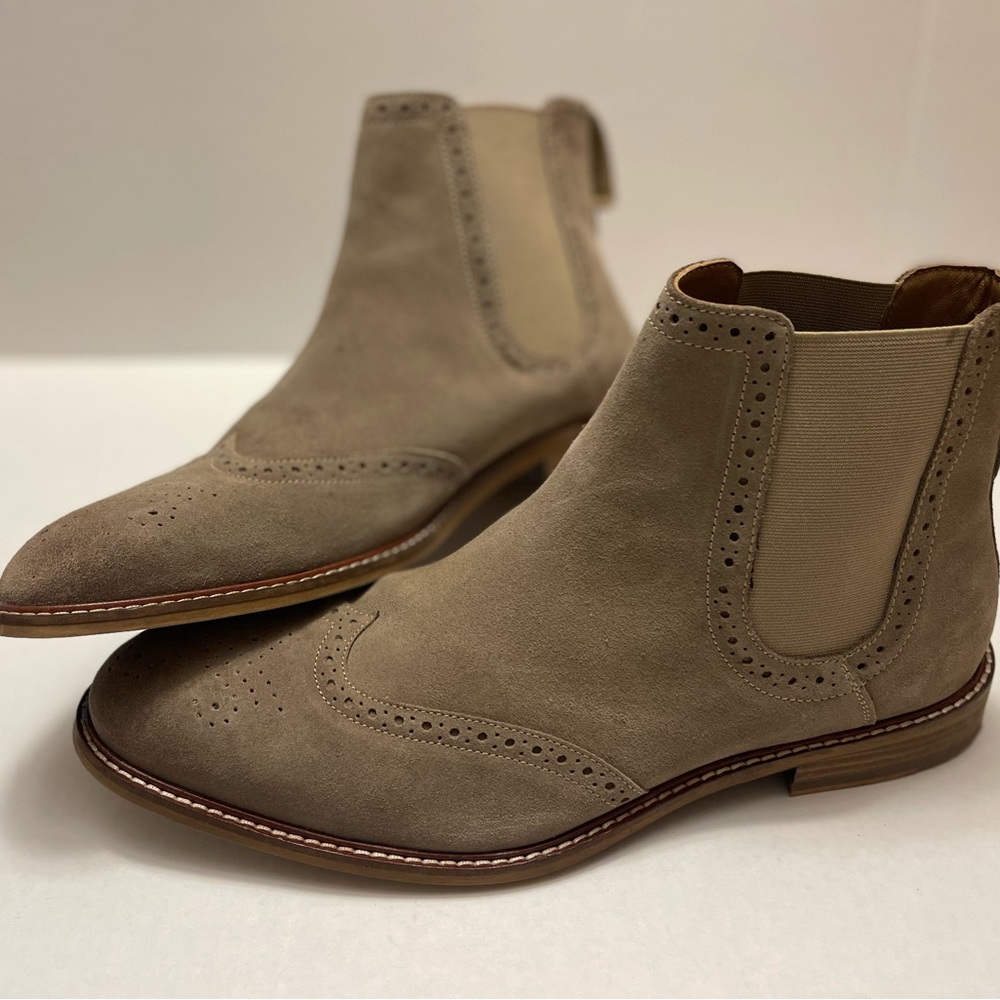 Elegant Tan Brogue Chelsea Boots